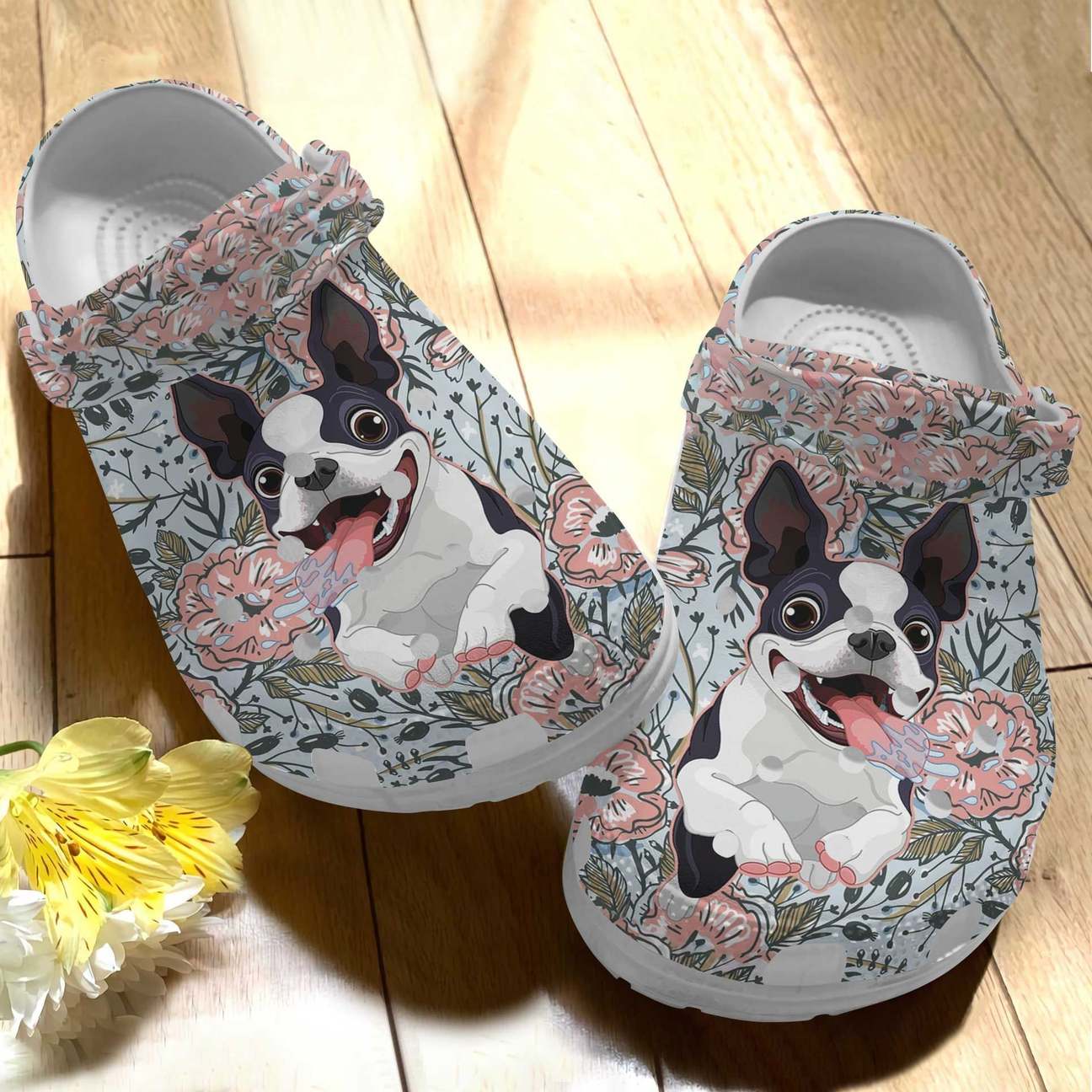 Boston Terrier Personalized Clog, Custom Name, Text Collection, Fashion Style For Women, Men, Kid, Print 3D