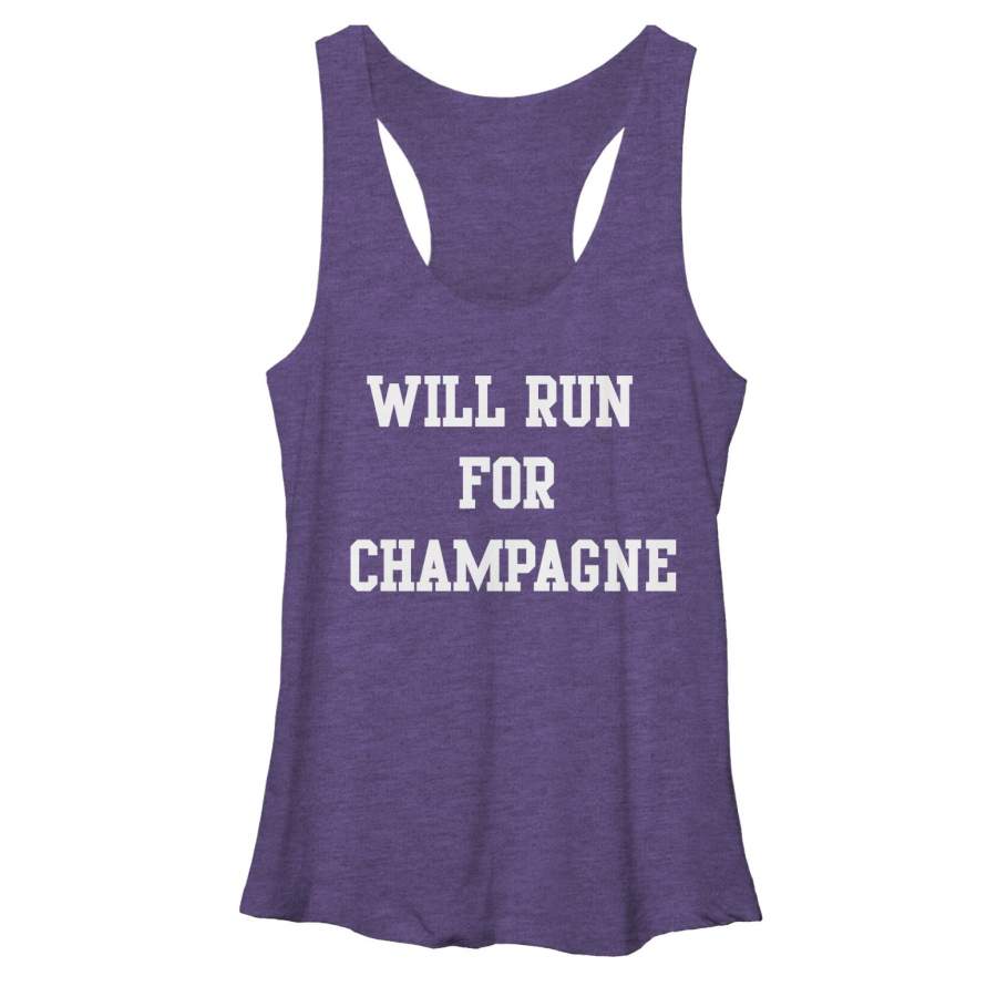 CHIN UP Women’s Will Run For Champagne  Racerback Tank Purple Heather S