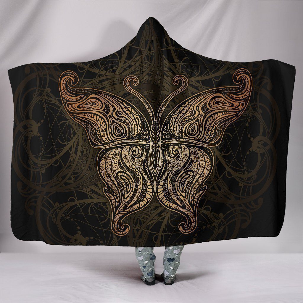 Mandala Gold Butterfly Hooded Blanket Amazing Gift Idea