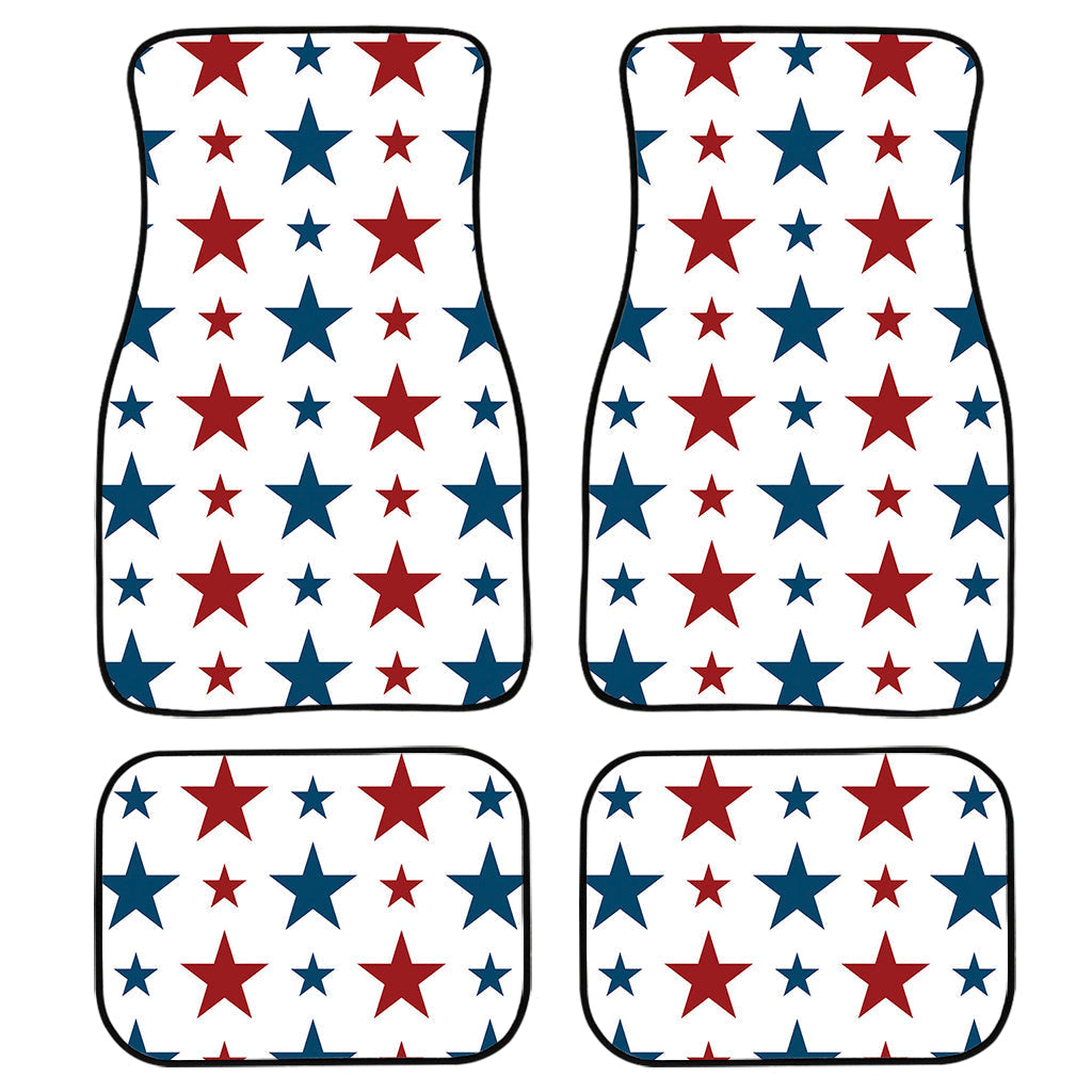 Red And Blue Usa Star Pattern Print Front And Back Car Floor Mats, Front Car Mat