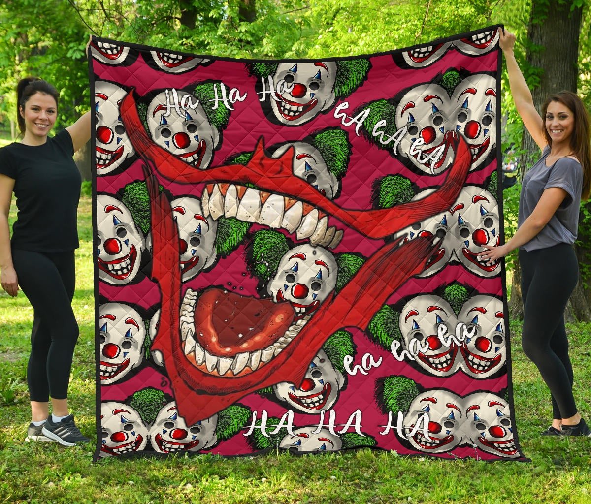 Horror Movie Joker Laughing Mouth Joker Clown Face Patterns Premium Quilt Blanket