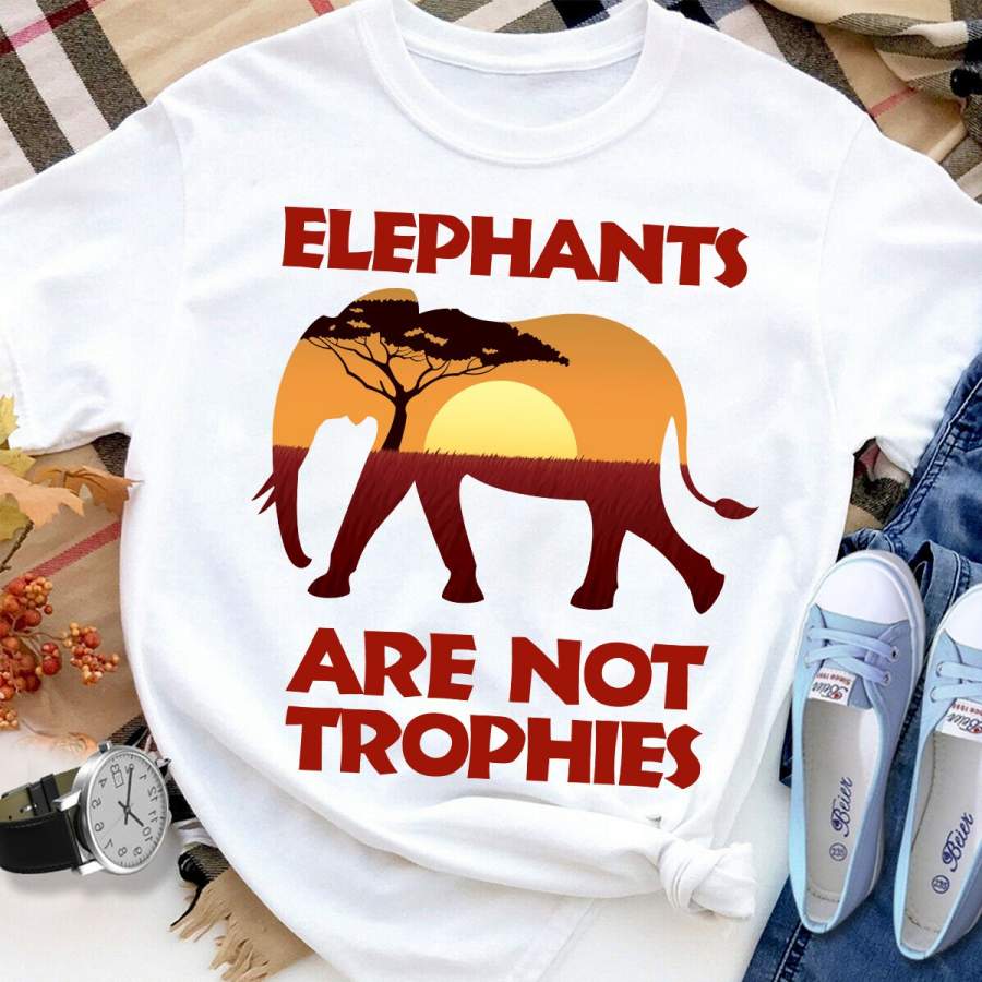 Elephants are not trophies motherland white cotton t shirt for men and women S-6XL