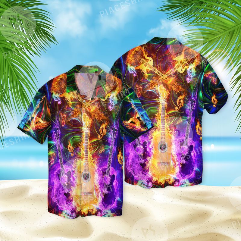 Burning Guitar Cool Full Print Hawaii Shirt Ha29965