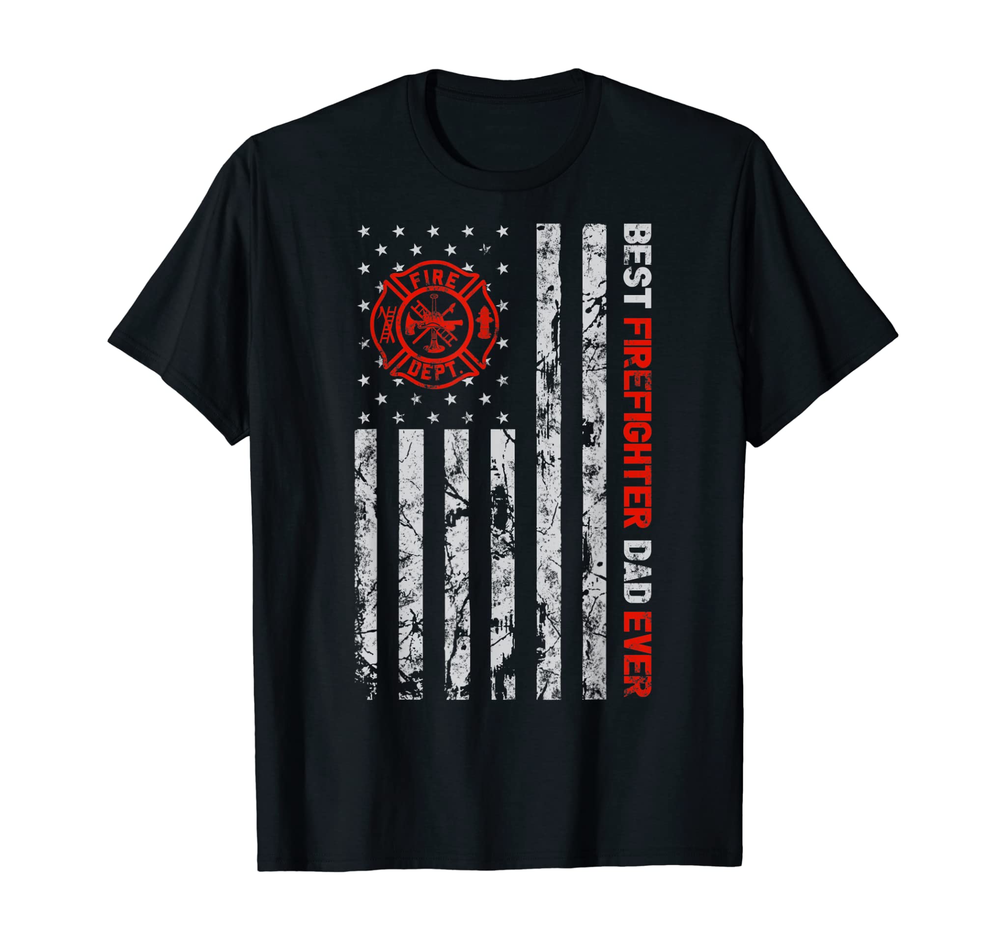 Best Firefighter Dad Ever American Flag Fireman Father day T-Shirt