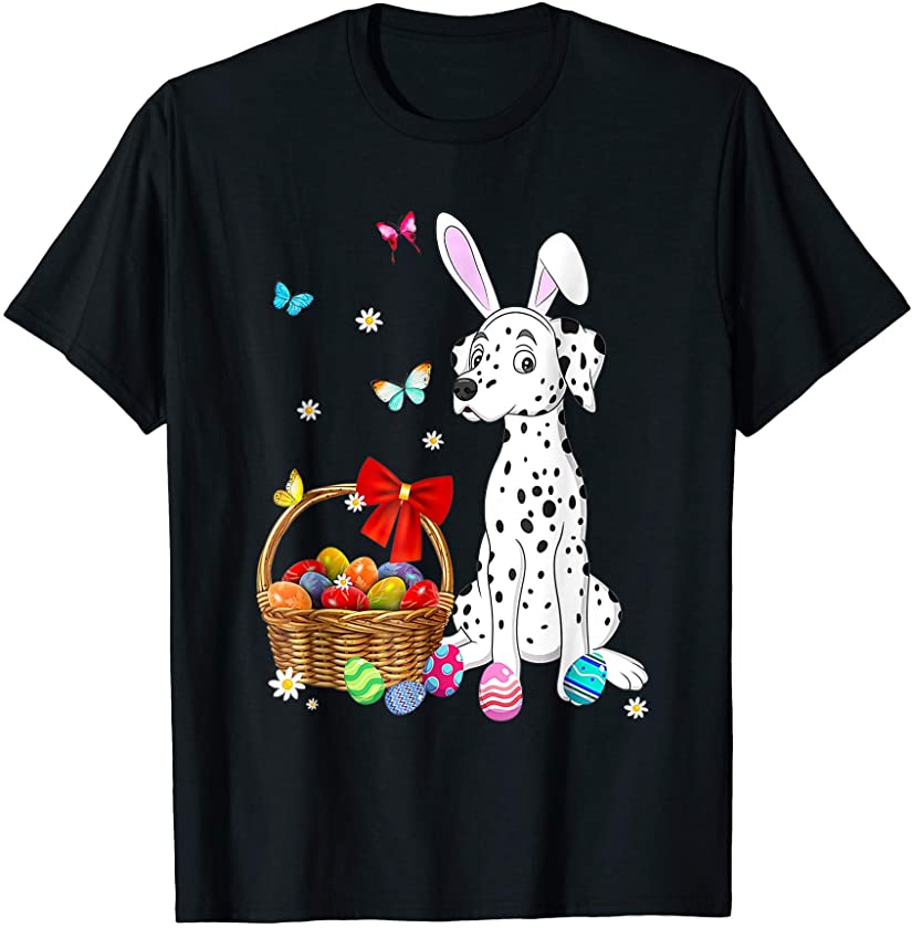 Dalmatian Bunny Ear Rabbit Easter Eggs Happy Easter T-Shirt