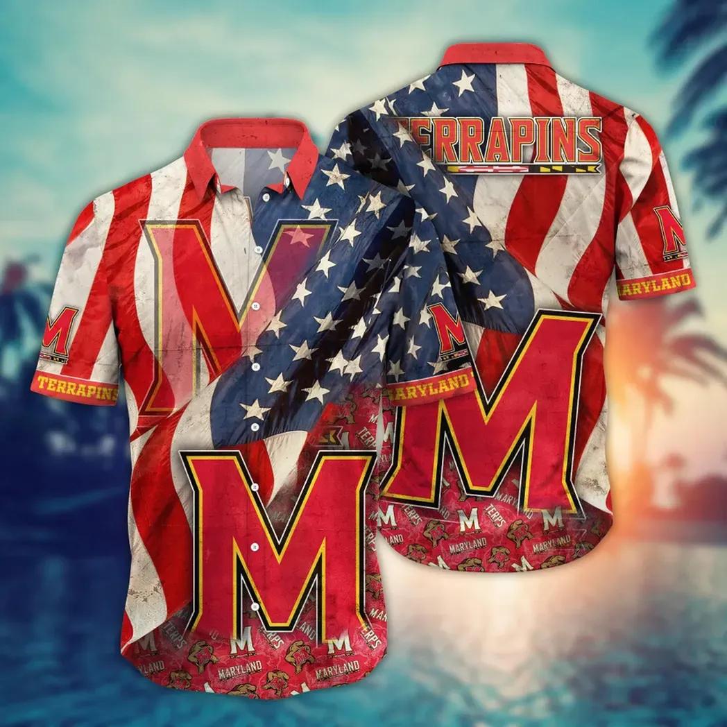 Maryland Terrapins Ncaa Flower Aloha Hawaiian Shirt 10, Ncaa Hawaiian Shirt