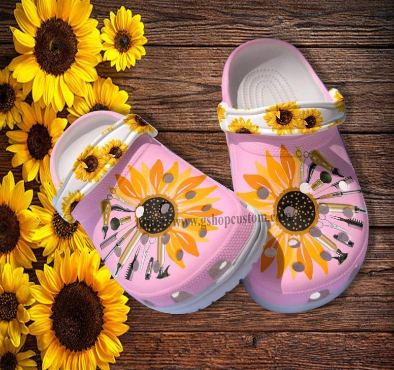 Sunflower Mix Hair Stylist Item Croc Shoes – Hair Hustler Sunflower Faith Shoes Croc Clogs Customize Gift Mother Day