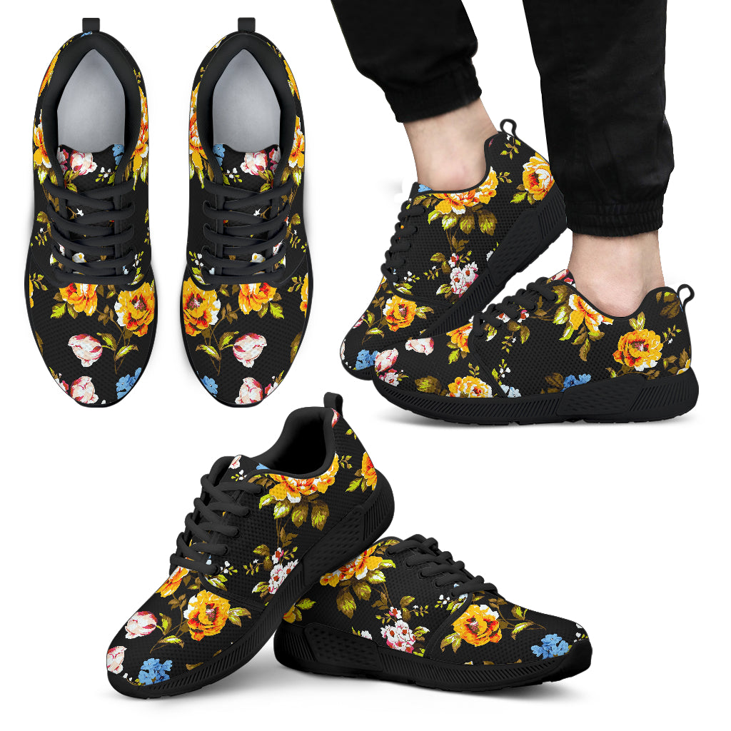 Vintage Floral Flower Pattern Print Men’S Athletic Shoes