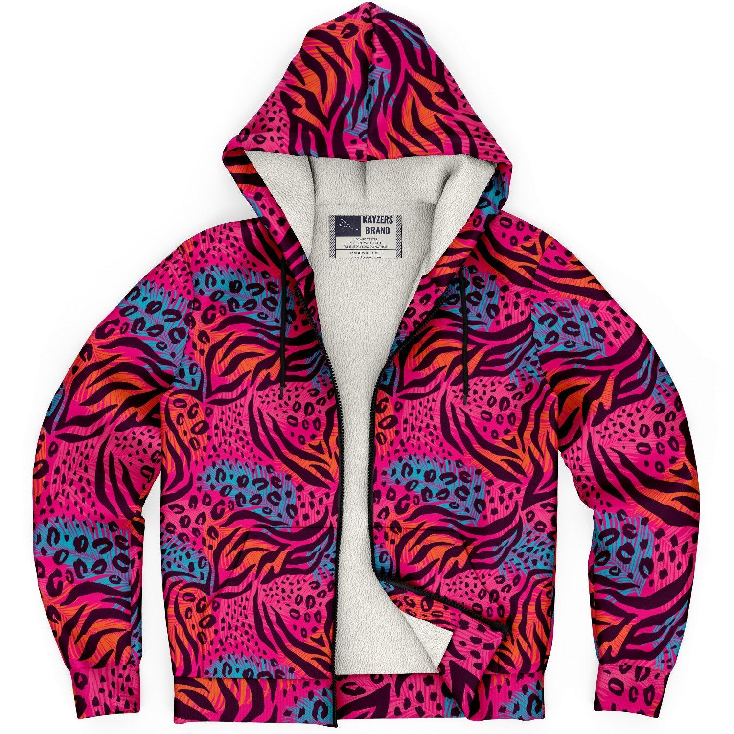 Colorful Animal Leopard Print Microfleece Unisex Zip Up Hoodie