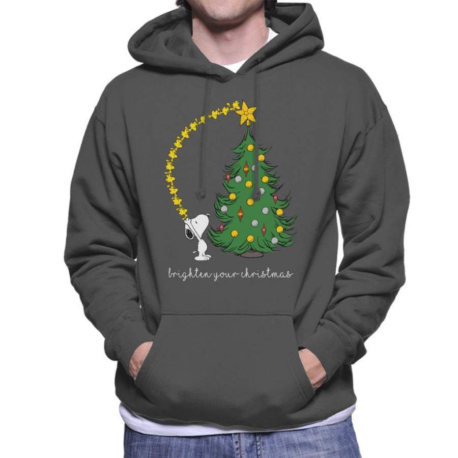 Peanuts Snoopy Woodstock Brighten Your Christmas Men’s Hooded Sweatshirt