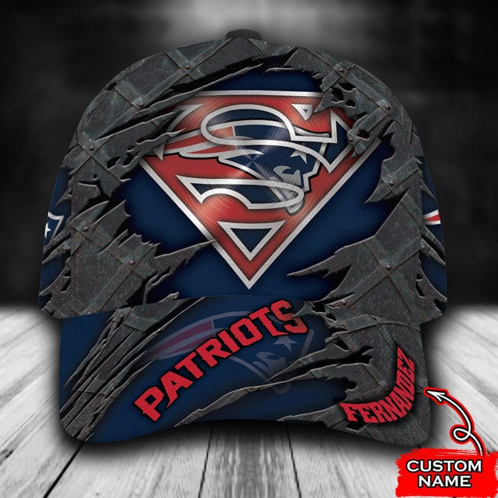 Personalized New England Patriots Superman Logo All Over Print 3D Baseball Cap – Navy