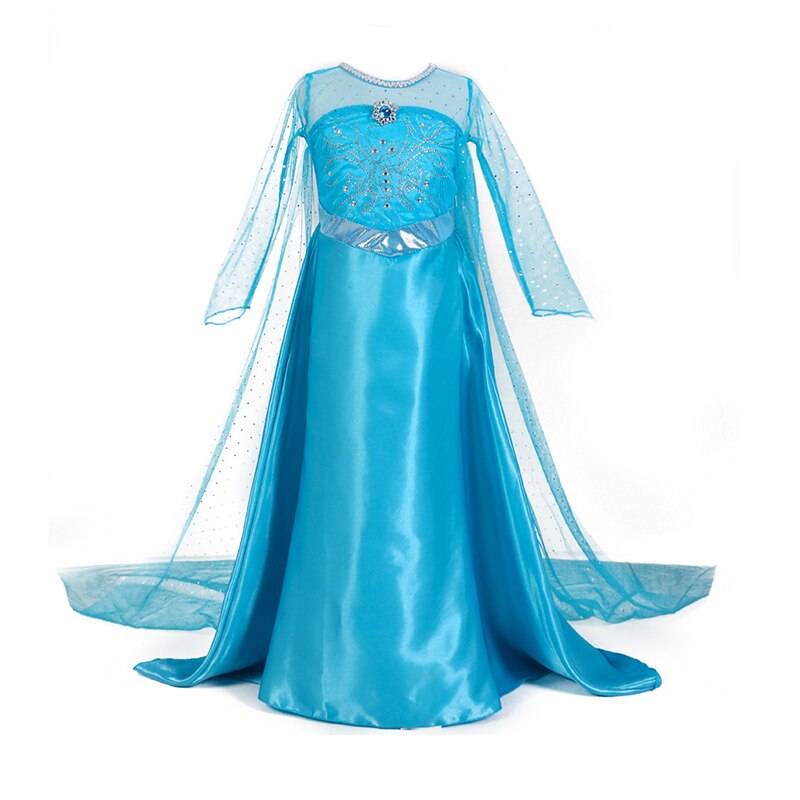 2022 Princess Dress For Girls Cosplay Bell Snow Queen Elsa Costume Halloween Clothes Birthday Party Kids Dresses With Crown Set alx