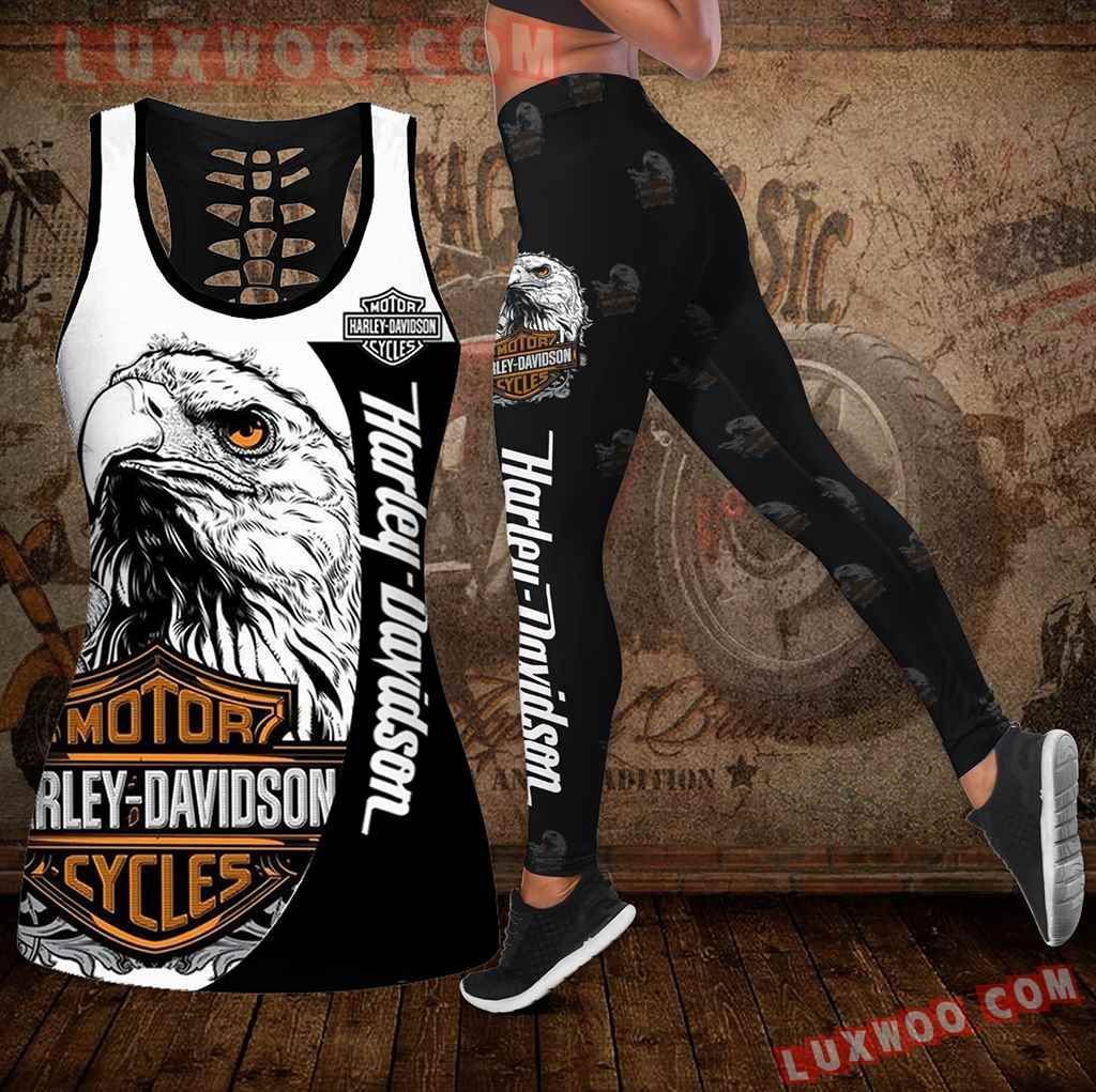 Combo Harley Davidson Hollow Tanktop Legging Set Outfit K1938