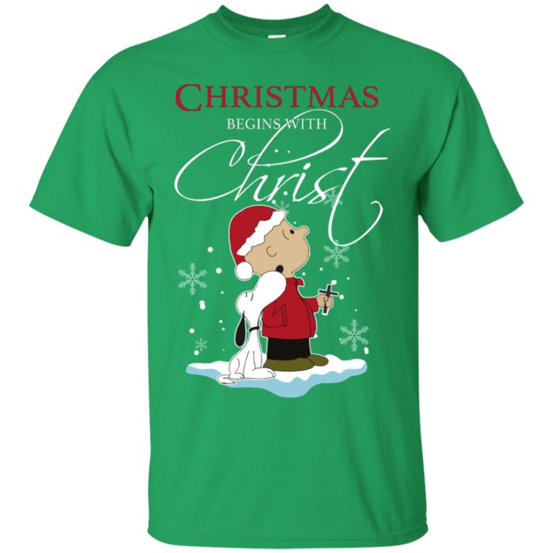 Christmas Begins With Christ Snoopy T Shirt - EmprintsTOP