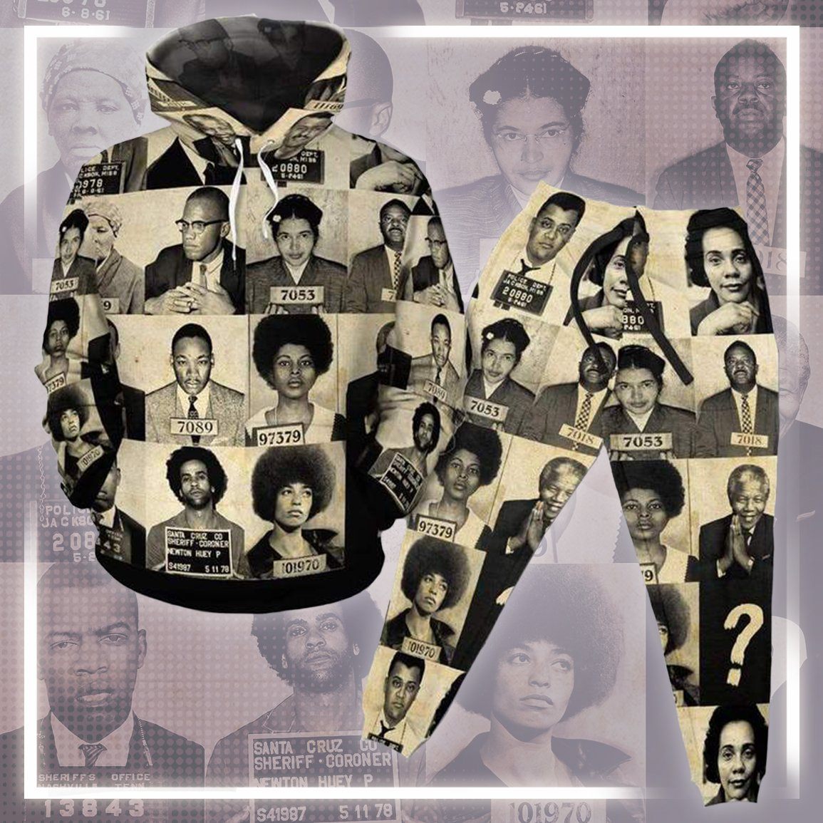 Civil Rights Leaders Fleece All-over Hoodie And Joggers Set