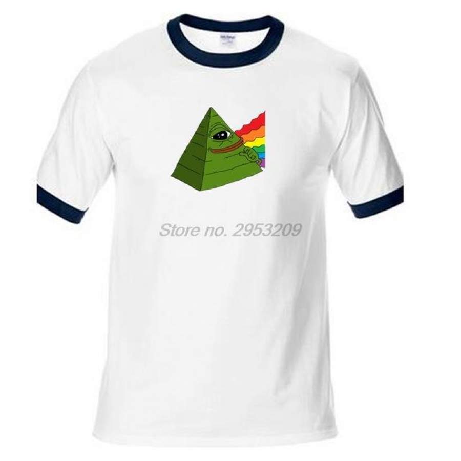 Funny Frog Rainbow Print O Neck T-shirt