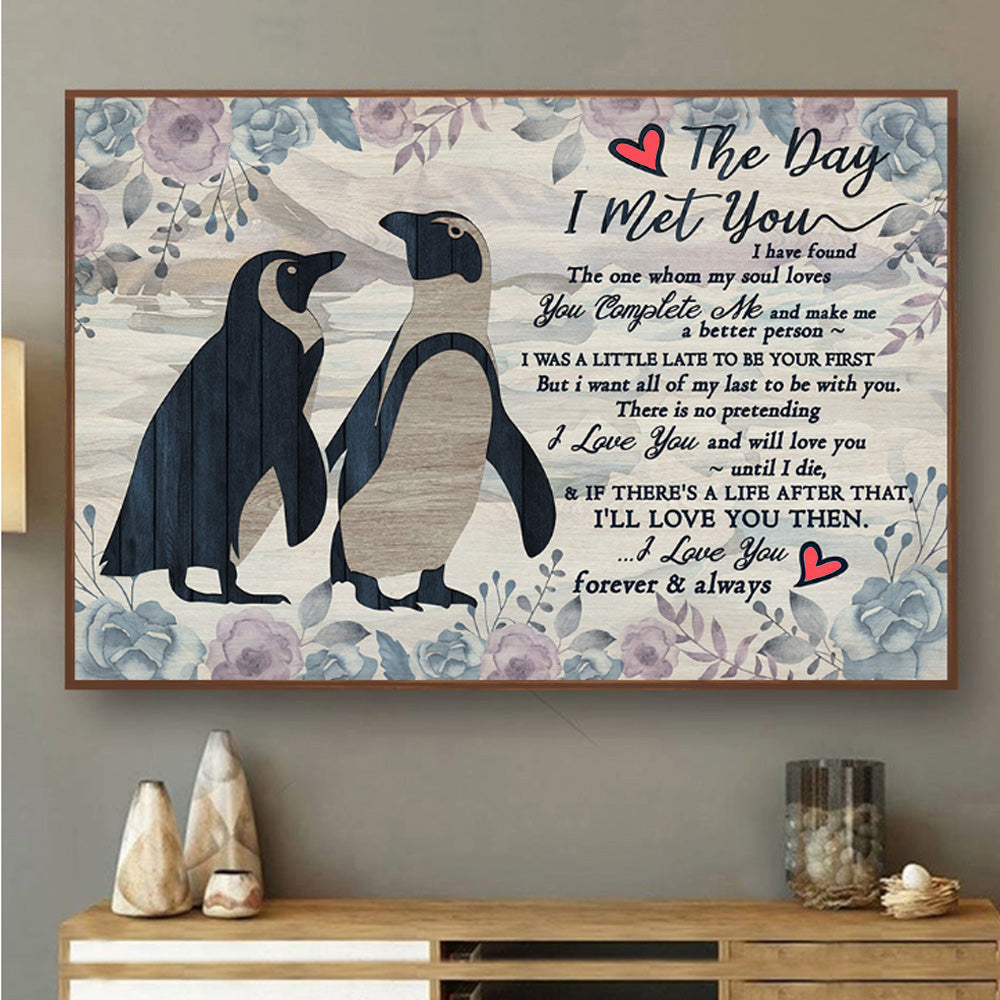 Penguin Florist Pallet Couple Lovers Horizontal Poster & Canvas Home Decor Wall Art Visual Art