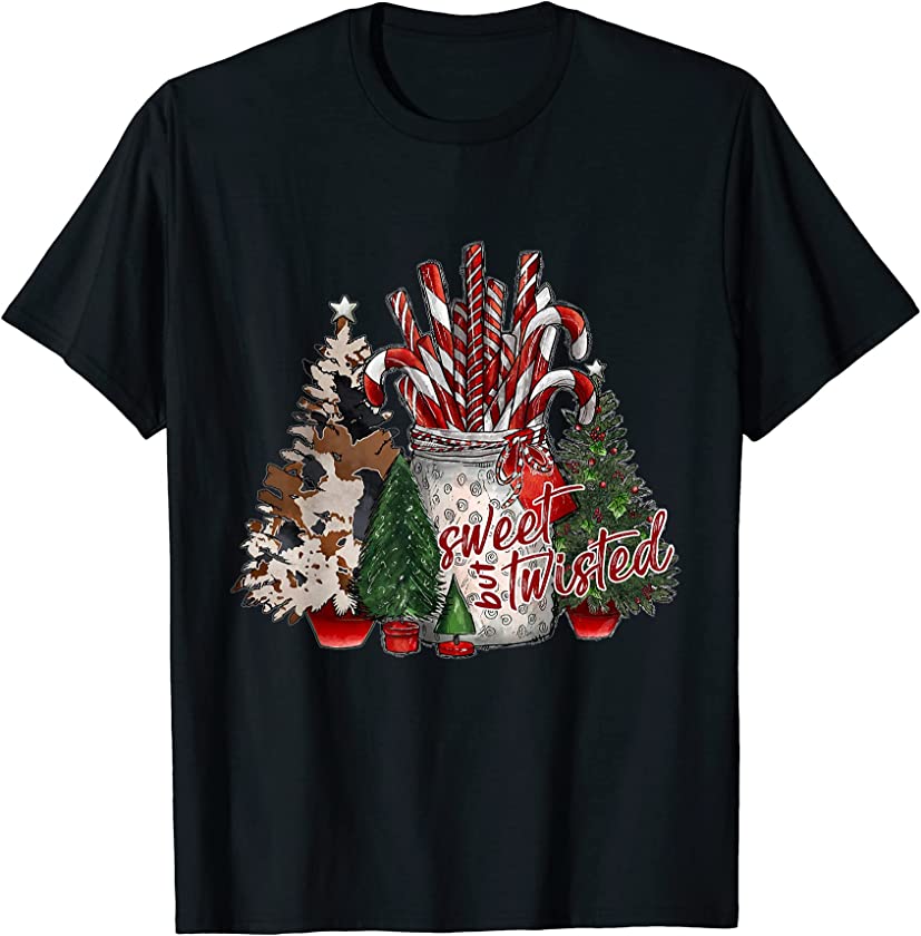 Candy Cane Twisted But Sweet Merry Xmas Gifts Tree Western T-Shirt