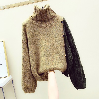 2022 Autumn Winter New Turtleneck Sweater Women Korean Fashion Color Matching Long Sleeve Thicken Warm Knitted Pullovers Clothes alx