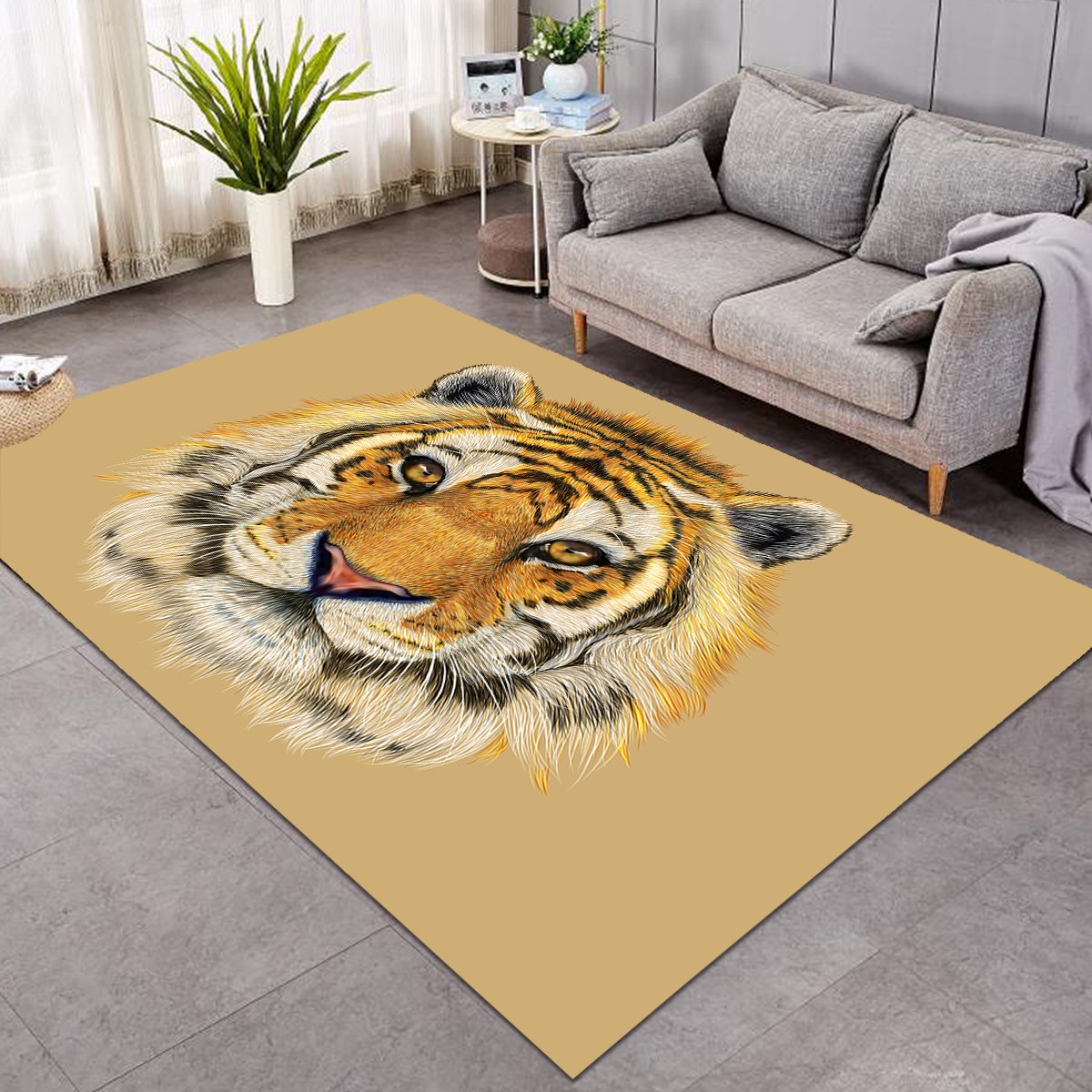 Tiger Mugshot Tan SW0484 Rug