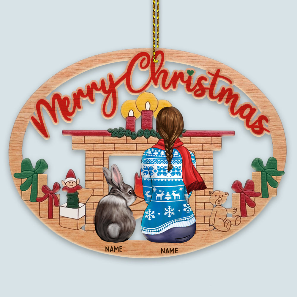 89Customized Merry Christmas Rabbit Lovers Personalized Ornament