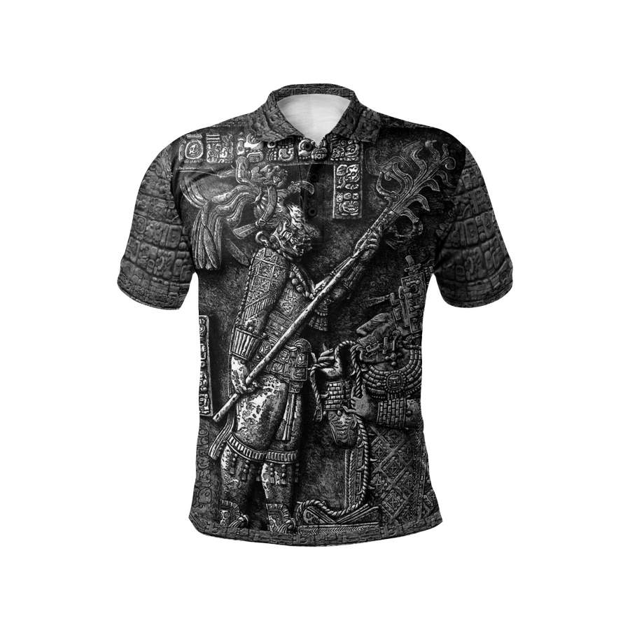 Aztec Warrior Polo Shirt – Huitzilopochtli God Of War Mayan Polo Shirt Mexican