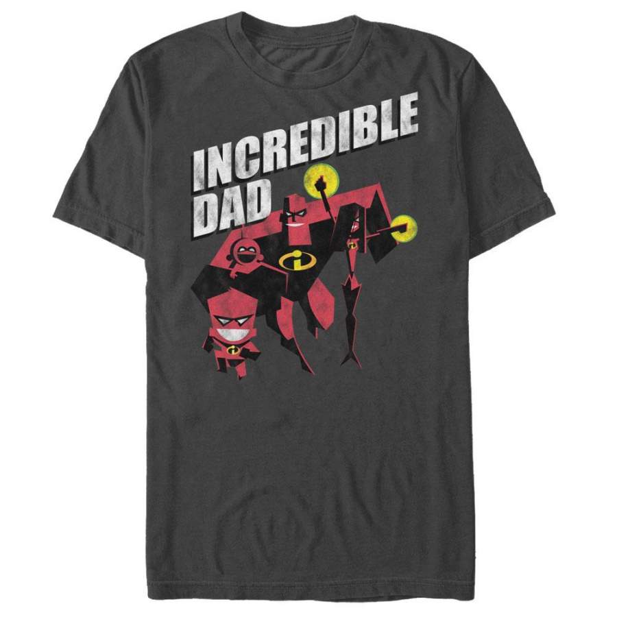 The Incredibles Men’s Incredible Father  T Shirt Charcoal