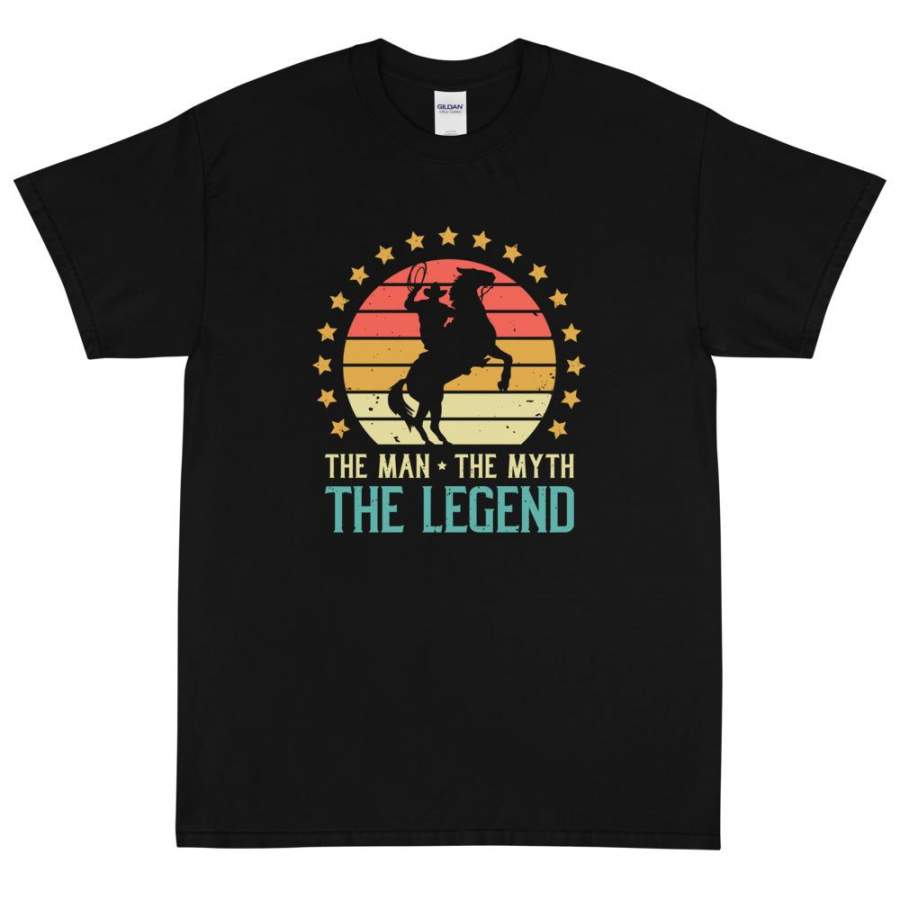 The Man The Myth The Legend Cowboy T-Shirt Men Vintage Horse Rider Shirt Father’s Day Gift Horseback Riding Graphic Plus Size Unisex Tee