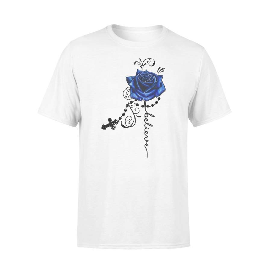 Believe Blue Rose Hippie Cross Shirt