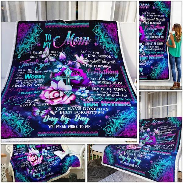 To My Mom You Have Done Has Been Forgotten Day By Day Fleece Blanket Gift For Mom Home Decor Bedding Couch Sofa Soft And Comfy Cozy