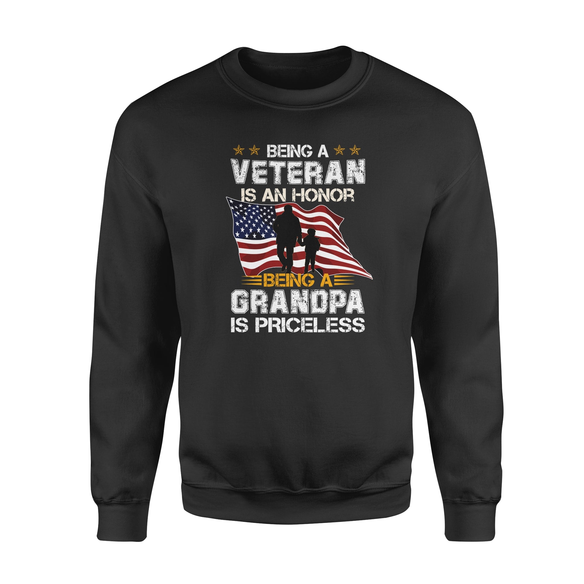 Being A Veteran Is An Honor Being A Grandpa Is Priceless Flag – Standard Crew Neck Sweatshirt