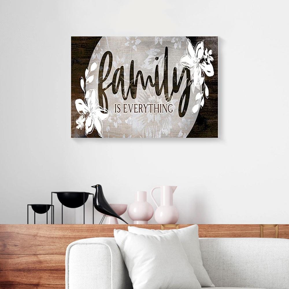 Canvas Prints Family Is Everything Flower Wood Family Wall Art Canvas Wall Art Home Decoration