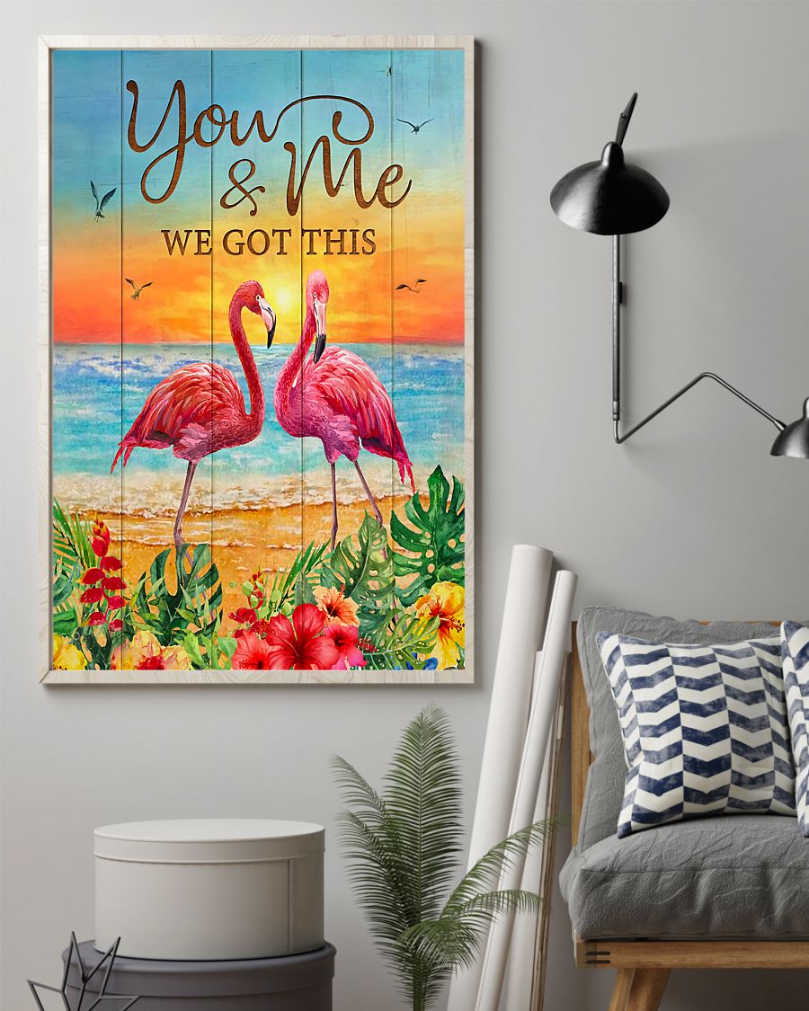 Flamingo You And Me Vertical Canvas And Poster | Wall Decor Visual Art