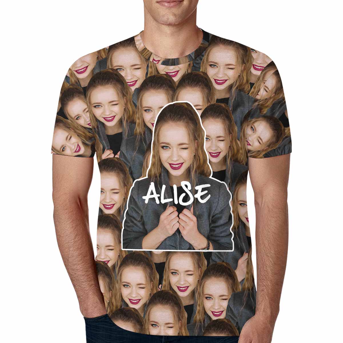 Custom Photo&Name Love Life Happiness Matching Couple All Over Print T Shirts