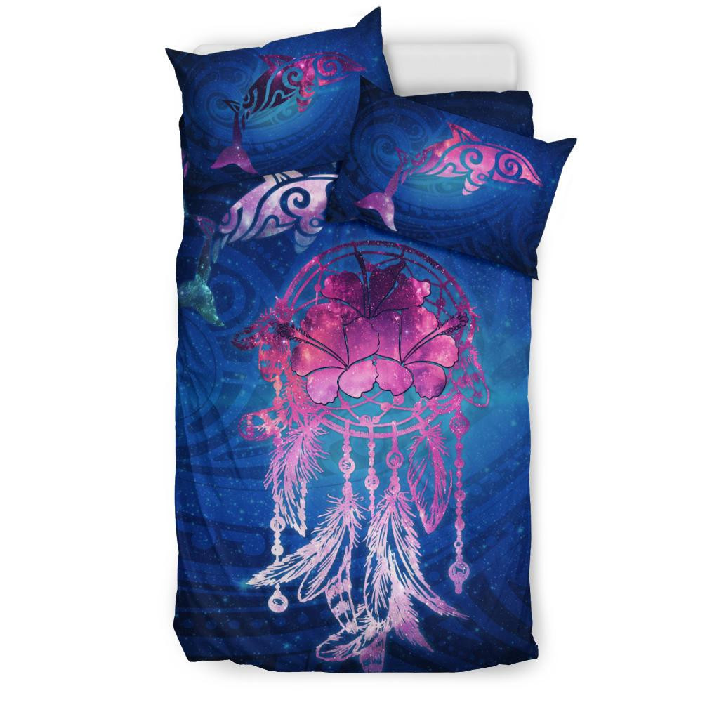 Alohawaii Bedding Set – Cover And Pillow Cases Hawaiian Dolphin Hibiscus Dreamcatcher Polynesian – Ah – J1