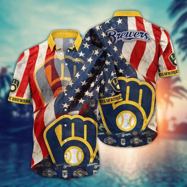 Milwaukee Brewers Stars Stripes Hawaiian Shirt
