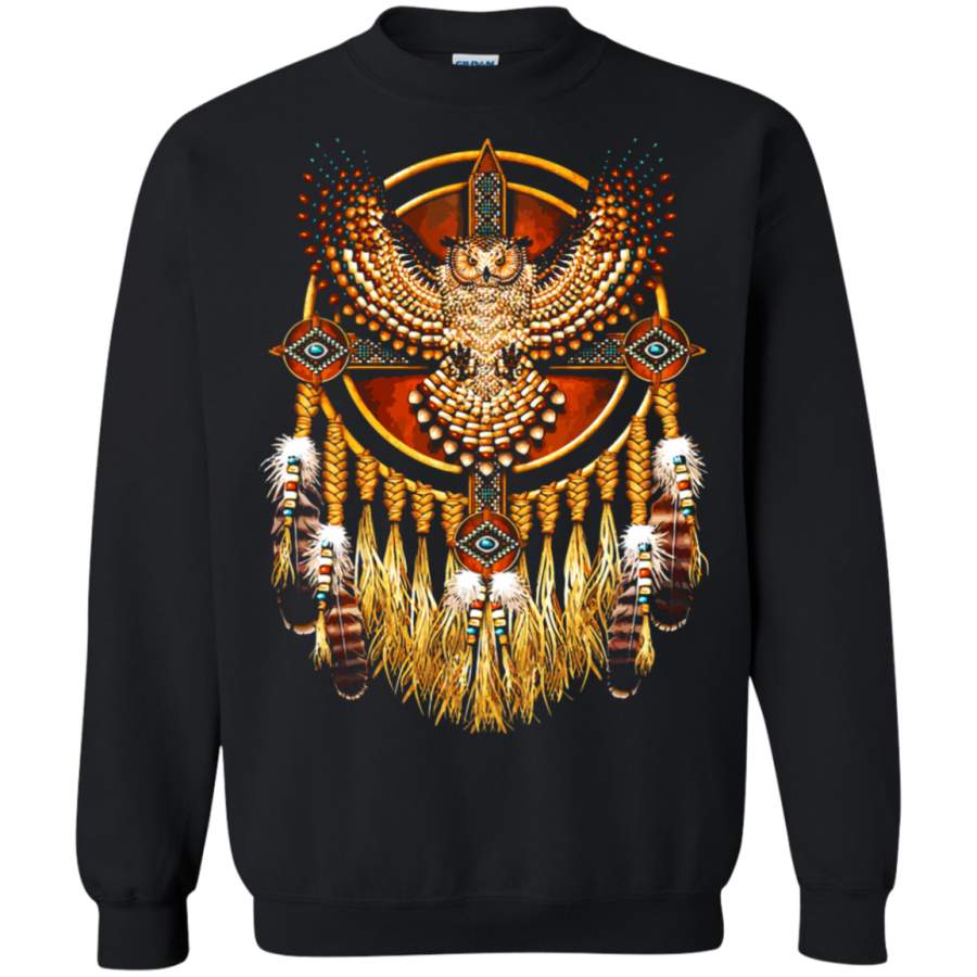 AGR Native American Owl Mandala Beadwork Style Sweatshirt