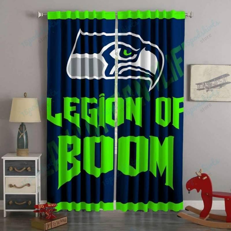 3D Printed Seattle Seahawks Style Custom Living Room Curtains