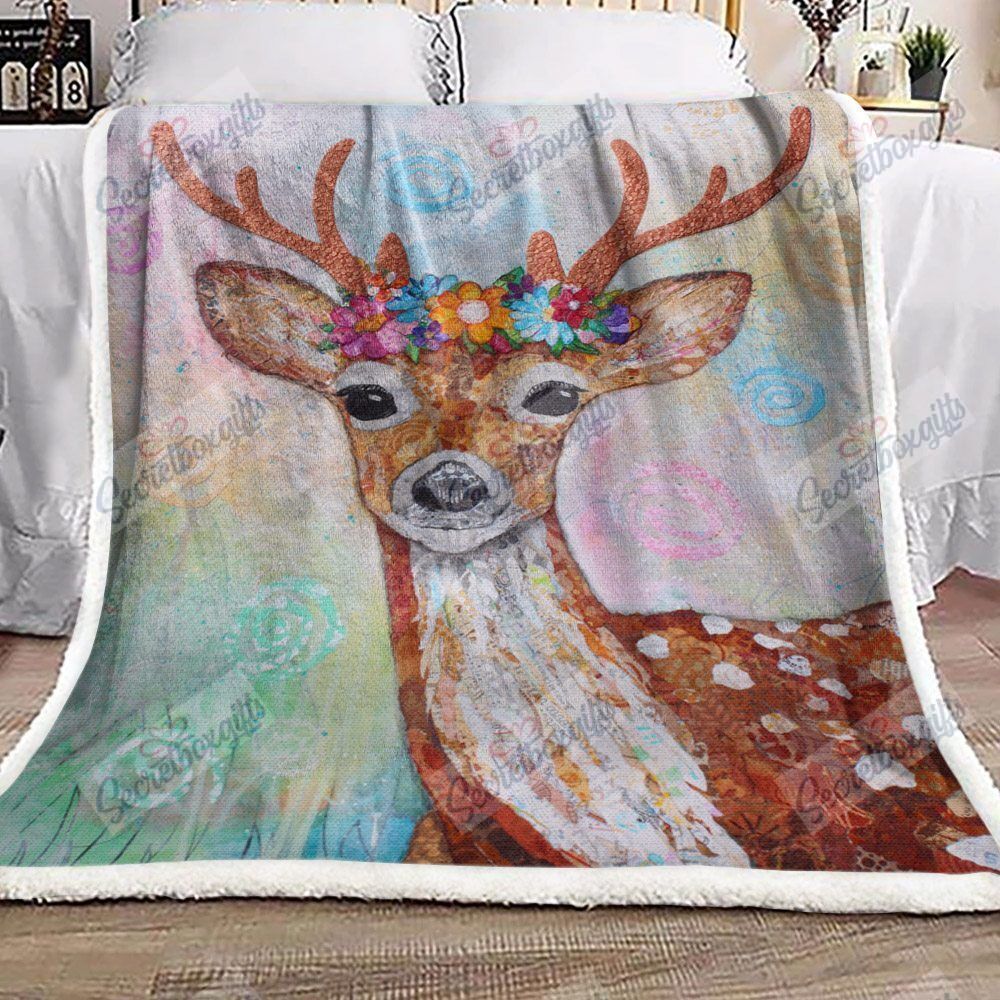 Deer And Flower Gs-Cl-Ld0707 Fleece Blanket