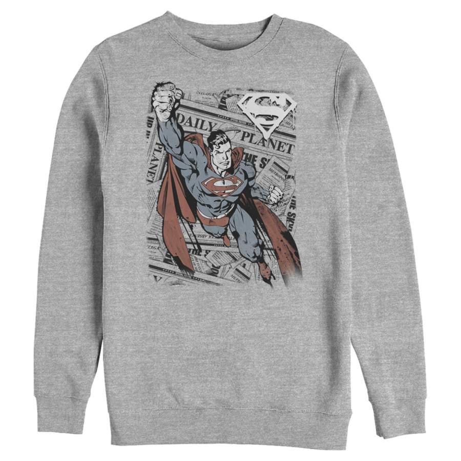 Superman Men’s Daily Planet Newspaper  Sweatshirt