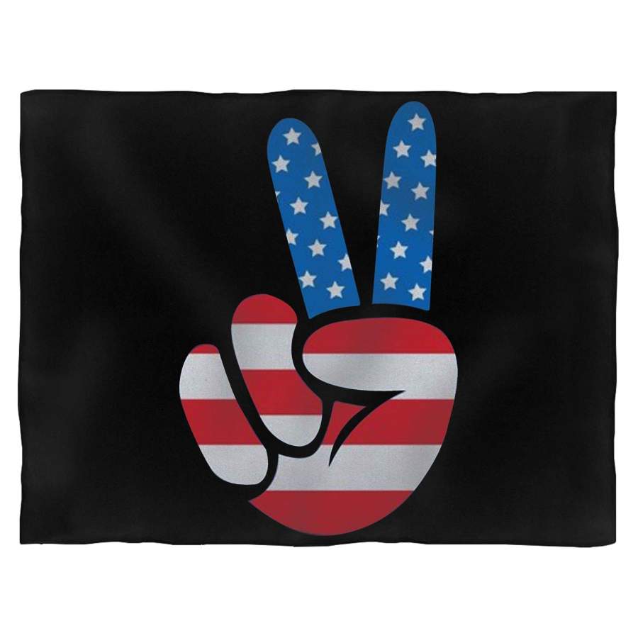 American Flag Peace Sign 4th Of July Blanket