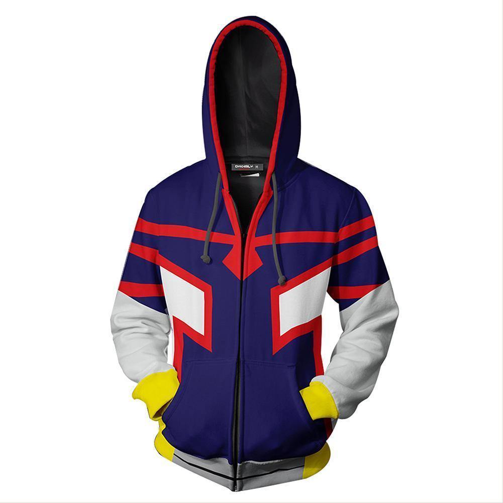 Unisex All Might Hoodies My Hero Academia Zip Up 3D Print Jacket Sweatshirt