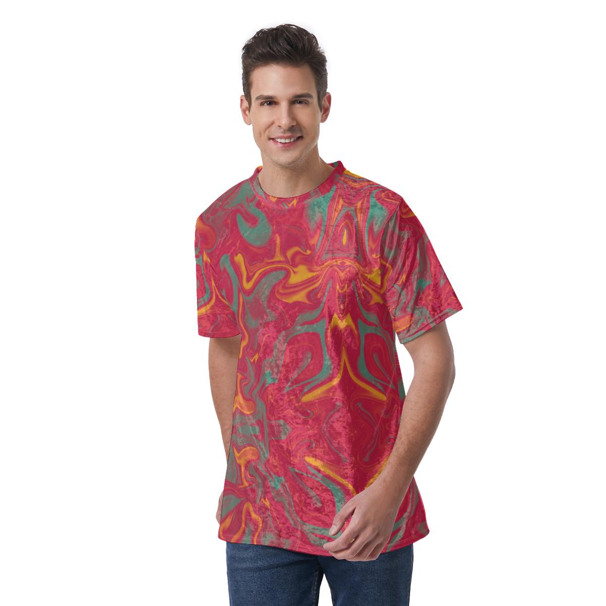 Red Liquid Candy Pop Psychedelic Party Dance Lsd Dmt Abstract Paint Print Men’S Velvet T-Shirt