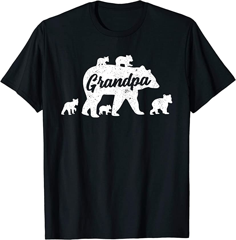 Vintage Grandpa Bear with 5 Cub Father’s Day T-Shirt