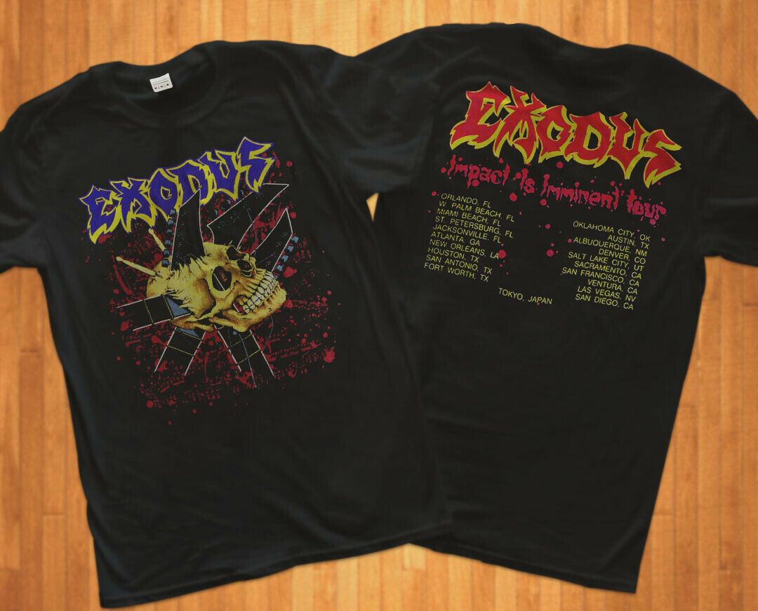 Rare VTG 90s Exodus 1990 Impact Is Imminent Tour Thrash Metal T-Shirt