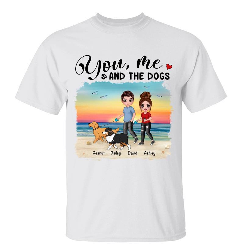 You Me & The Dogs Walking On Beach Personalized Shirt