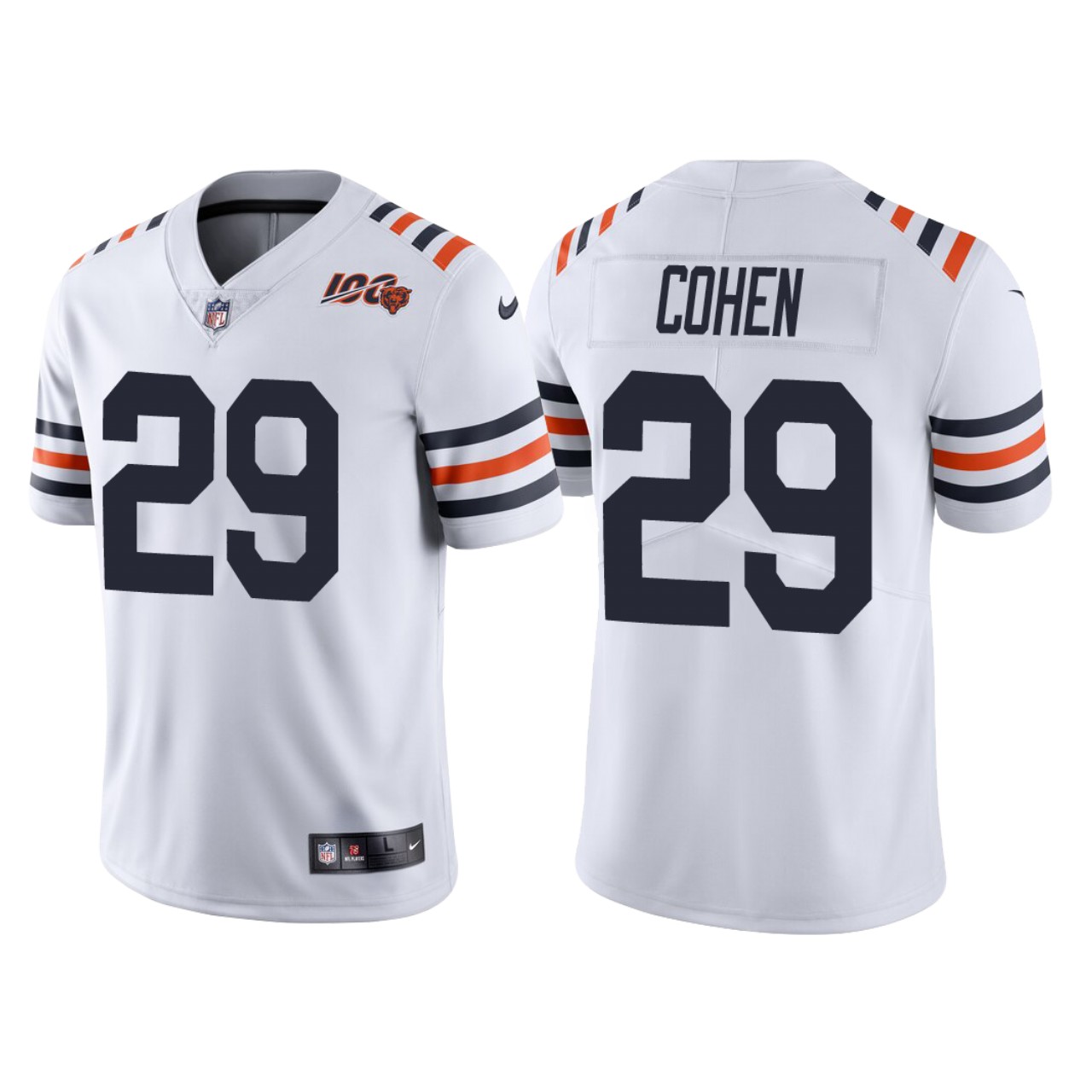 Chicago Bears 100th Anniversary Tarik Cohen White Classic Limited Jersey