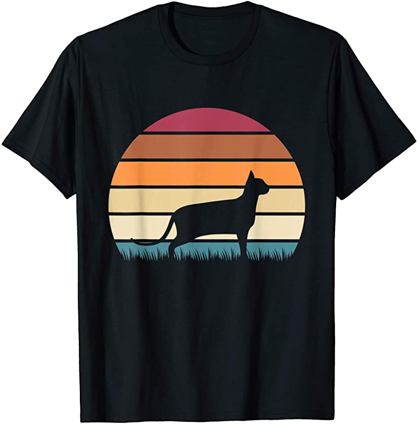 Retro Vintage Sunset Kitten Feline Pet Safari Cat T-Shirt