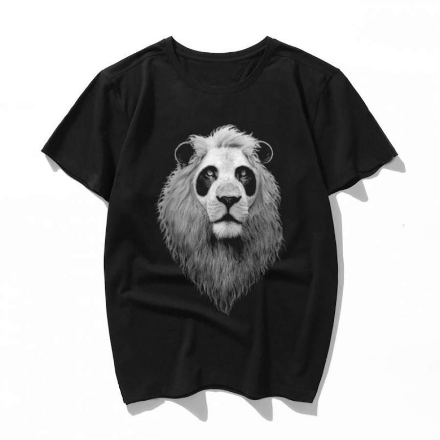 panda lion shirt Print letters interesting new loose summer female tops tees large size men women Harajuku gothic T-shirt