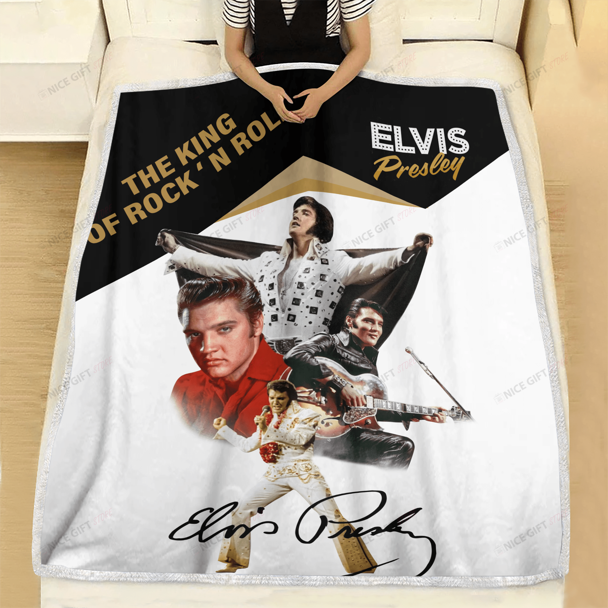 Elvis Presley Fleece Blanket Blk-L6C8